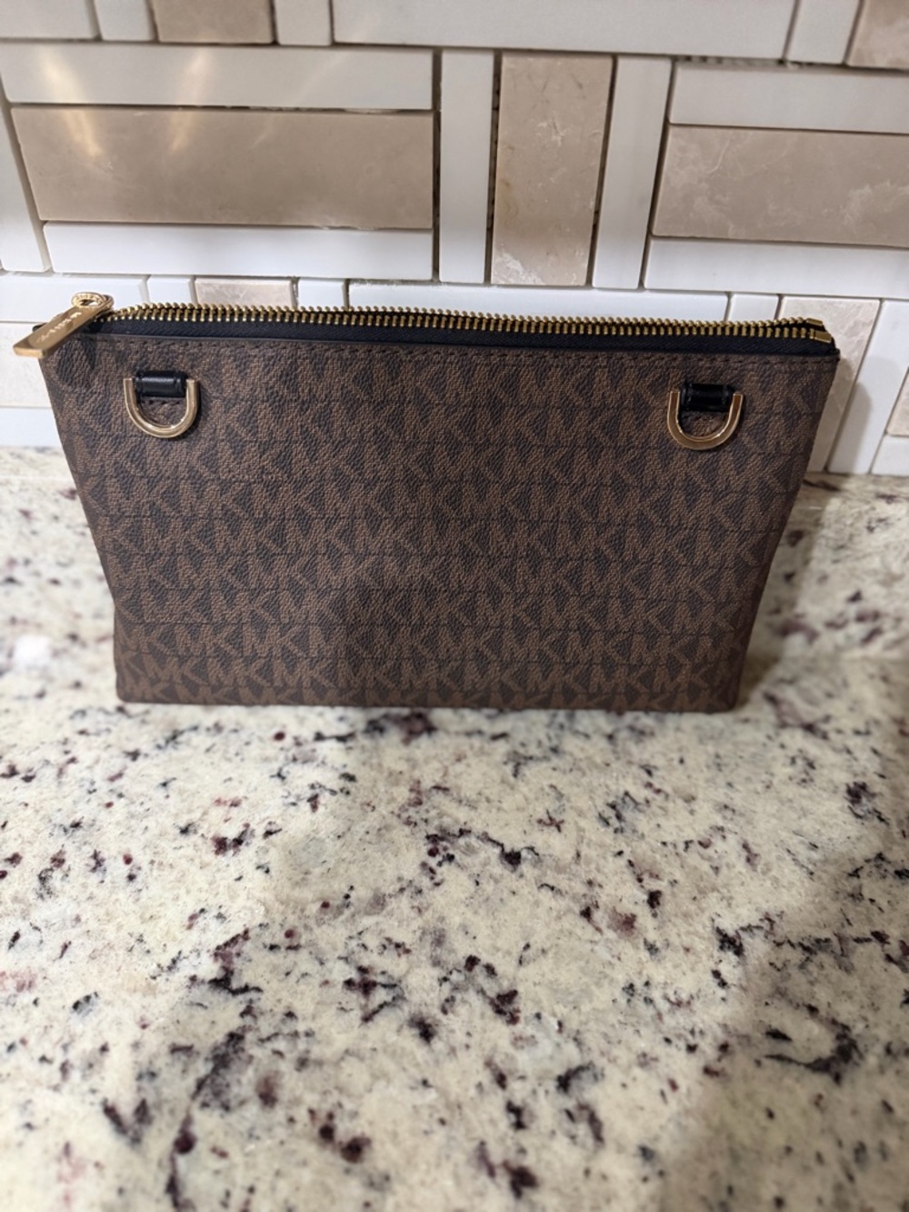 MICHAEL KORS Brown and Black Logo Toiletry Pouch - Picture 2 of 7